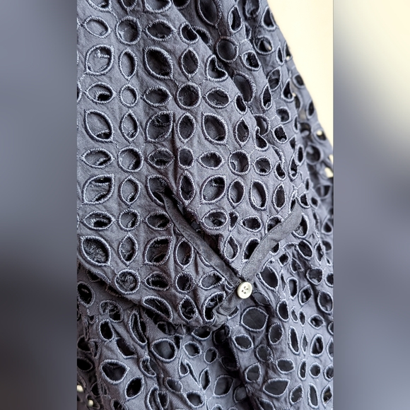 J. Crew Navy Long Sleeve Eyelet Dress - Picture 5 of 6